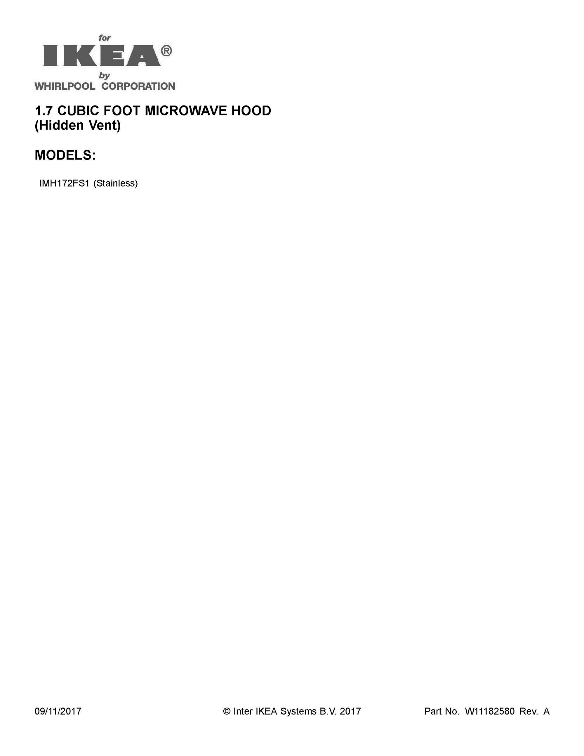 01 - COVER SHEET Diagram and Parts List for IMH172FS1  Whirlpool Microwave