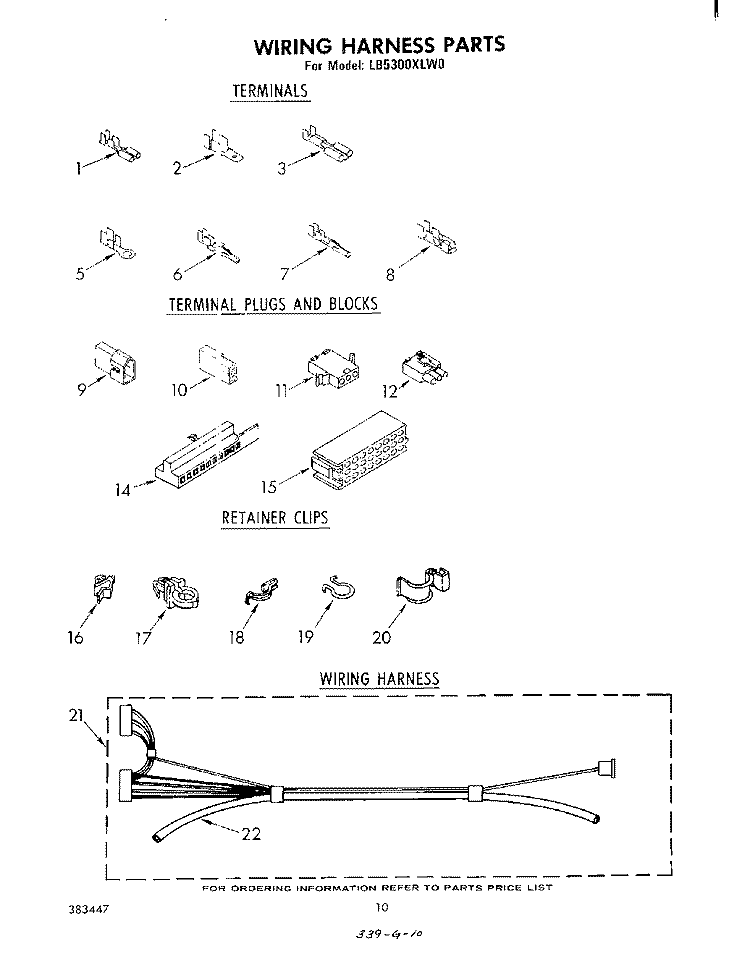 WIRING HARNESS Diagram and Parts List for LB5300XLW0  Whirlpool Washer