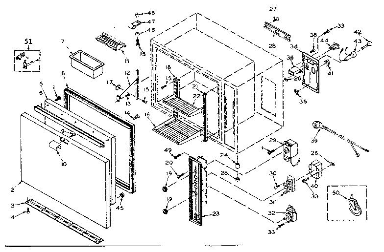 Cabinet and controls Diagram and Parts List for 198500  Kenmore Air Conditioner
