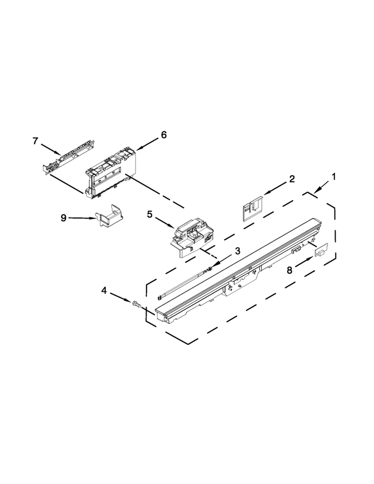Control Panel And Latch Parts Diagram and Parts List for BLB14DRANA1  Whirlpool Dishwasher