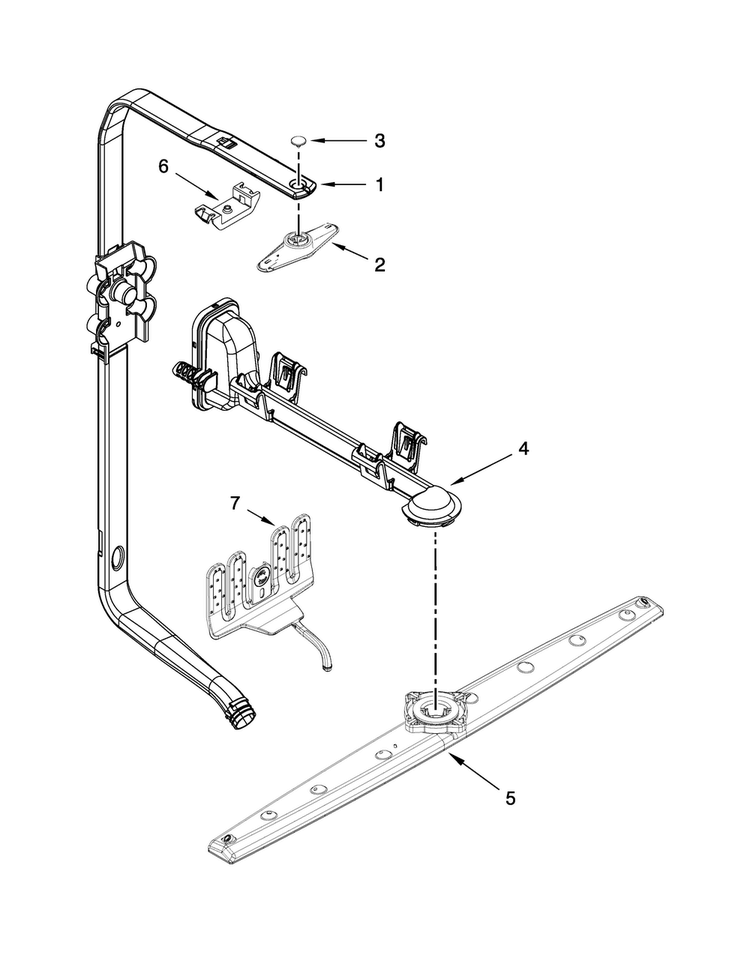 Upper Wash And Rinse Parts Diagram and Parts List for KDTE204EPA1  KitchenAid Dishwasher