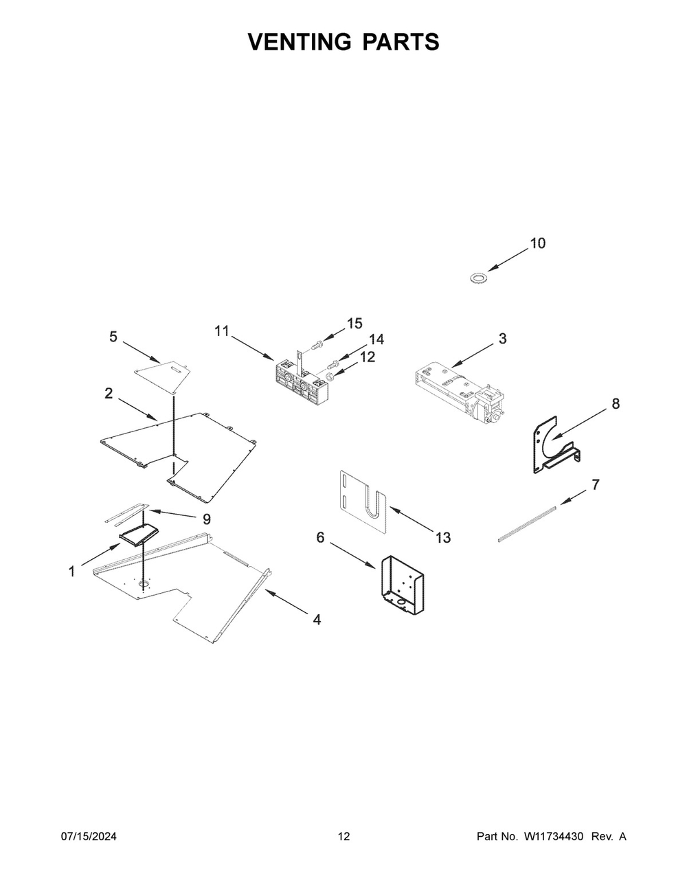 07 - Venting Parts Diagram and Parts List for KFDC558JIB03  Whirlpool Cooktop