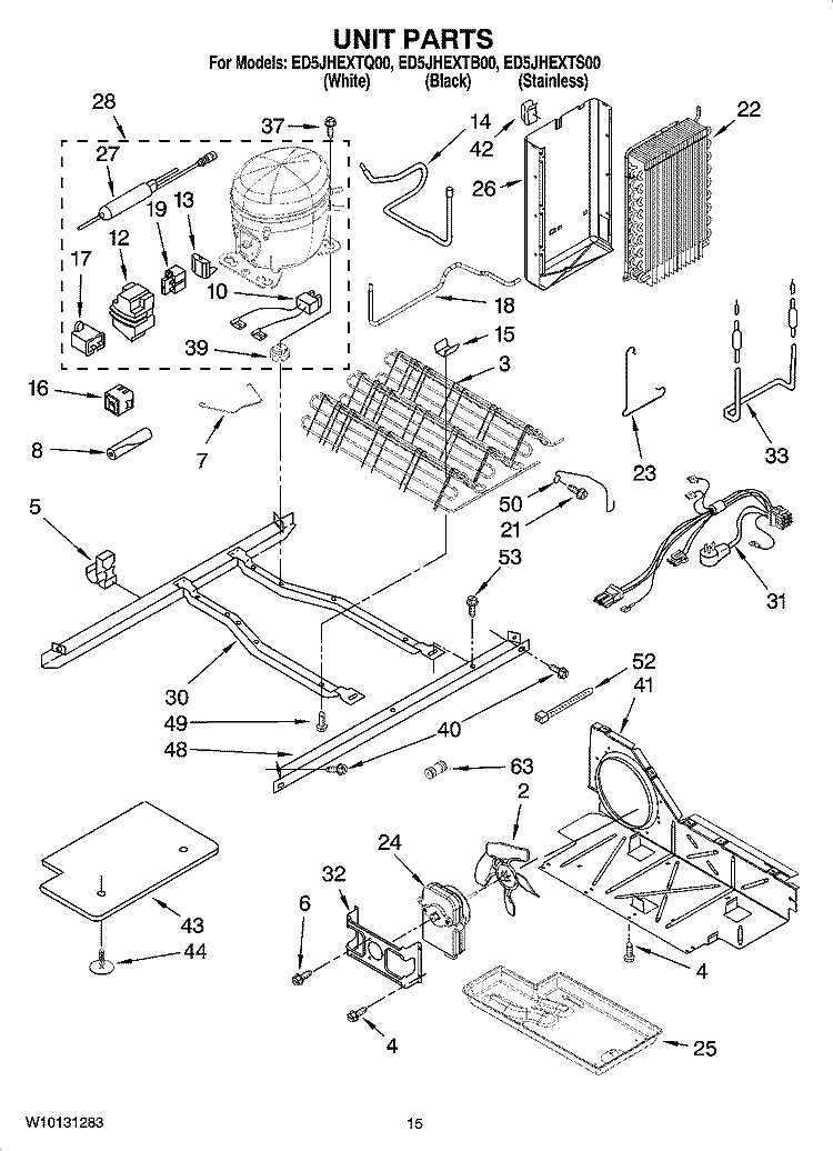 UNIT PARTS Diagram and Parts List for ED5JHEXTS00  Whirlpool Refrigerator