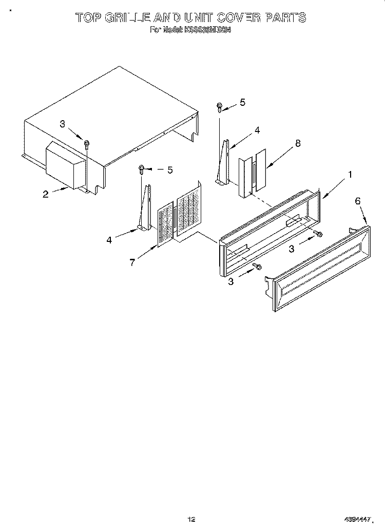 TOP GRILLE AND UNIT COVER Diagram and Parts List for KSSS36MDX04  KitchenAid Refrigerator