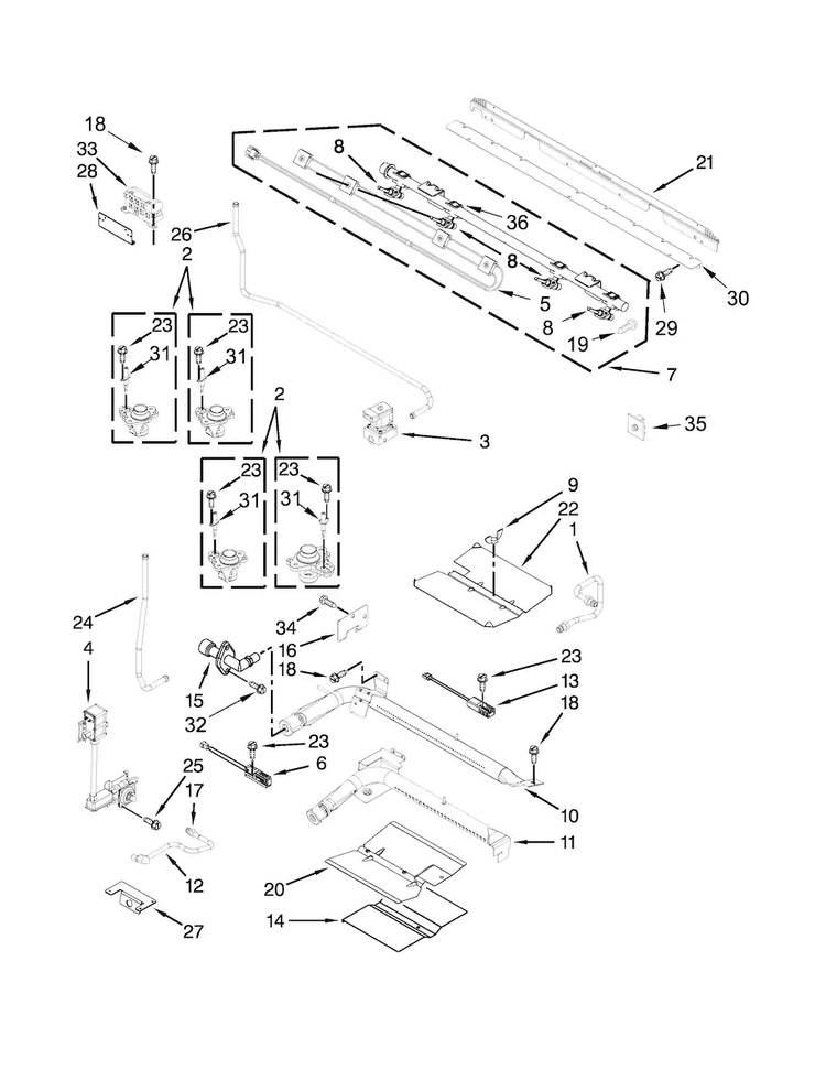 Manifold Parts Diagram and Parts List for WGG555S0BB01  Whirlpool Range