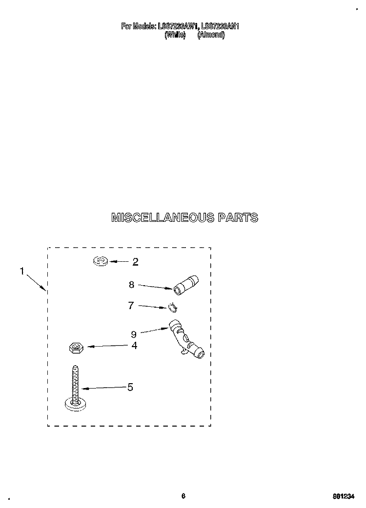 MISCELLANEOUS Diagram and Parts List for LSS7233AW1  Whirlpool Washer