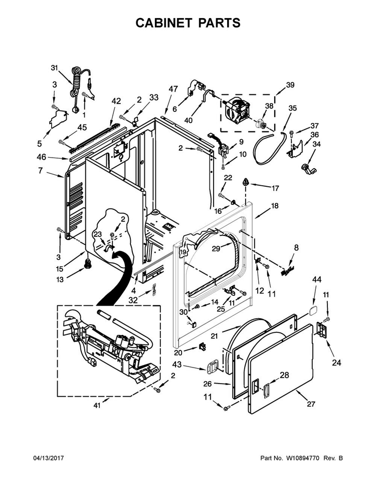 Cabinet Parts Diagram and Parts List for WGD7300DC2  Whirlpool Dryer