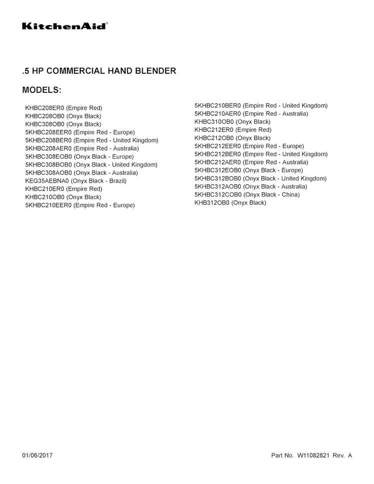 Cover Sheet Diagram and Parts List for 5KHBC212BER0  KitchenAid Blender