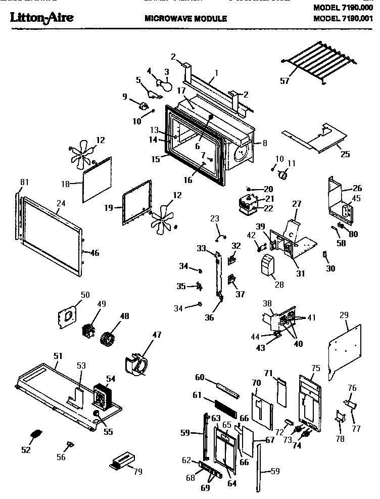 01 - Page 1 Diagram and Parts List for 7190001  Whirlpool Microwave Oven Combo