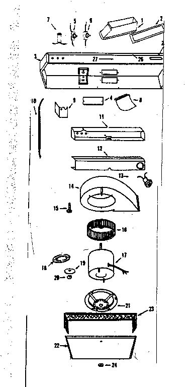 Range Hood Assembly Diagram and Parts List for 15594022  Kenmore Range Hood