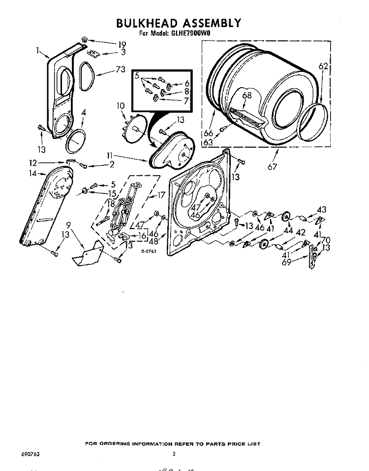 SECTION Diagram and Parts List for GLHE7900W0  Whirlpool Dryer