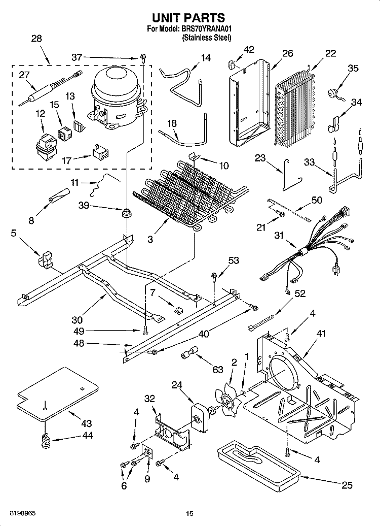 UNIT PARTS Diagram and Parts List for BRS70YRANA01  Whirlpool Refrigerator