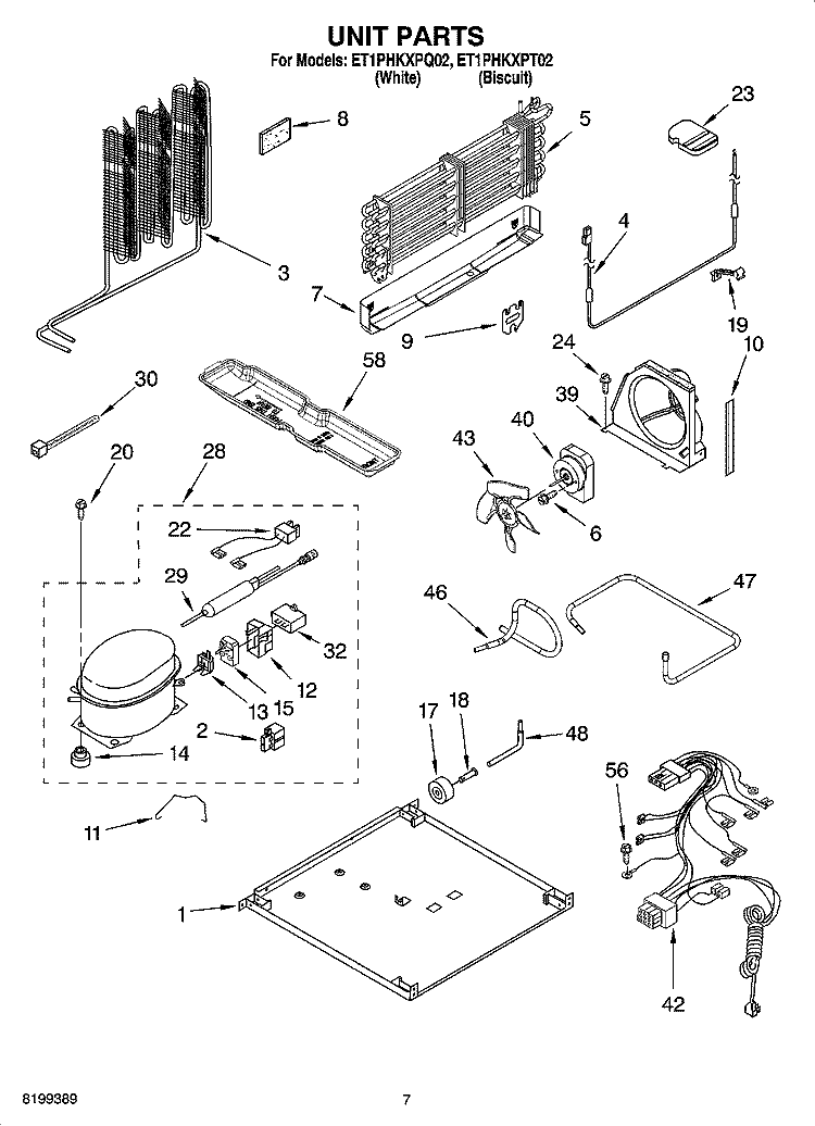 UNIT PARTS Diagram and Parts List for ET1PHKXPQ02  Whirlpool Refrigerator