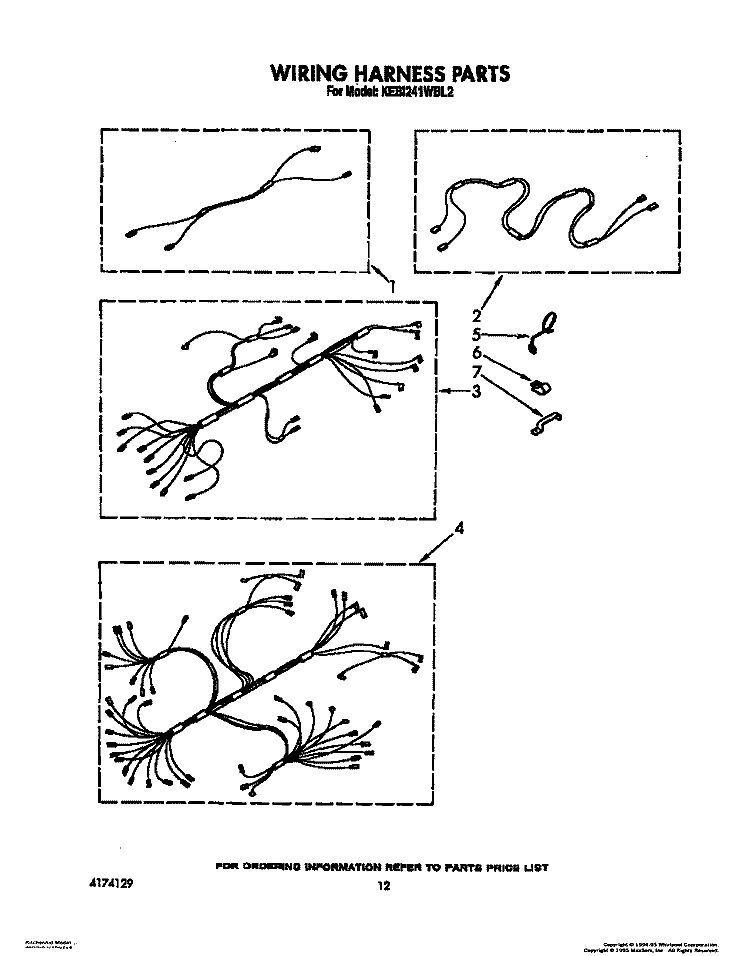WIRING HARNESS Diagram and Parts List for KEBI241WBL2  KitchenAid Wall Oven