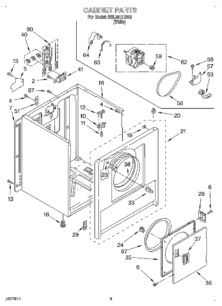 SECTION Diagram and Parts List for REL3612BW3  Roper Dryer