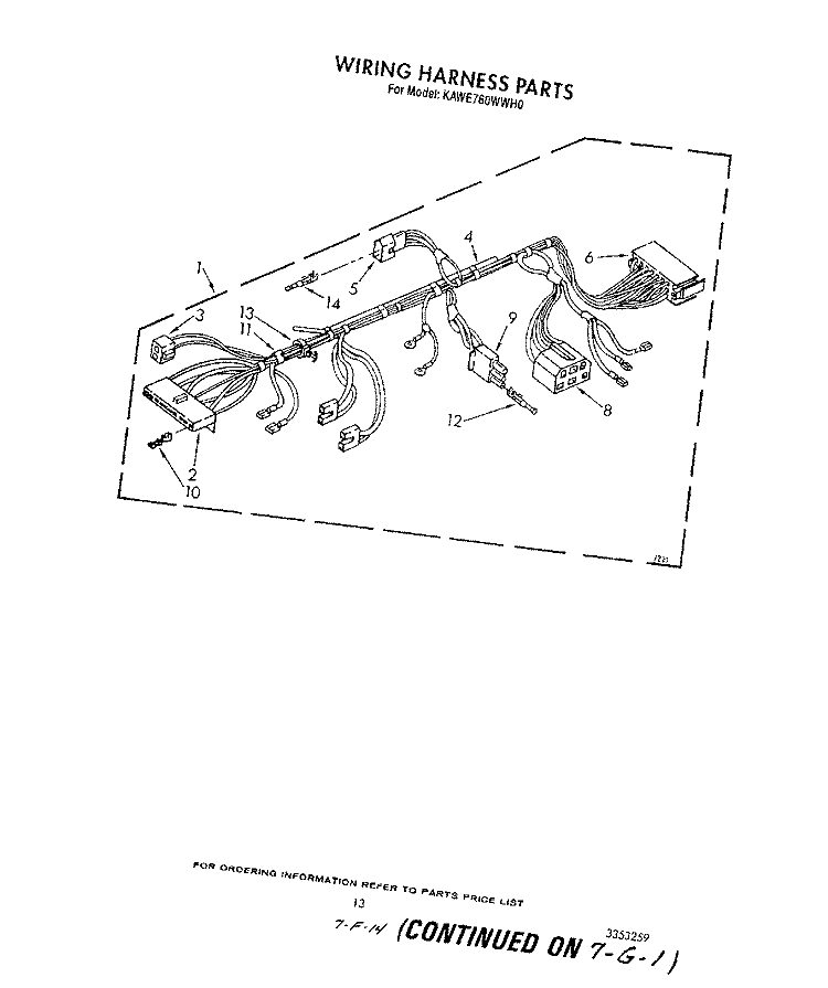 WIRING HARNESS Diagram and Parts List for KAWE760WAL0  KitchenAid Washer