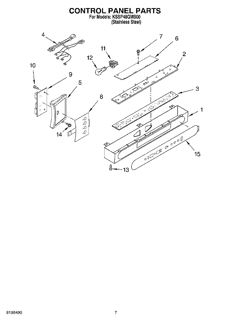 CONTROL PANEL PARTS Diagram and Parts List for KSSP48QMS00  KitchenAid Refrigerator