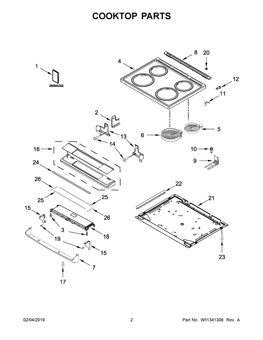 Cooktop Parts Diagram and Parts List for YWEE510S0FS2  Whirlpool Range