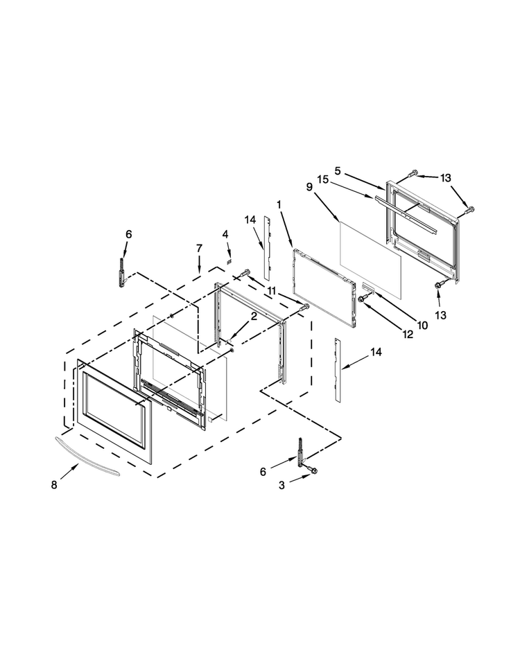 Upper Oven Door Parts Diagram and Parts List for KEBS207ESS00  KitchenAid Wall Oven