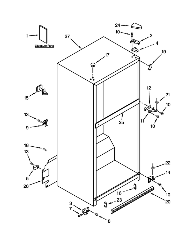 Cabinet Parts Diagram and Parts List for WRT138TFYS02  Whirlpool Refrigerator