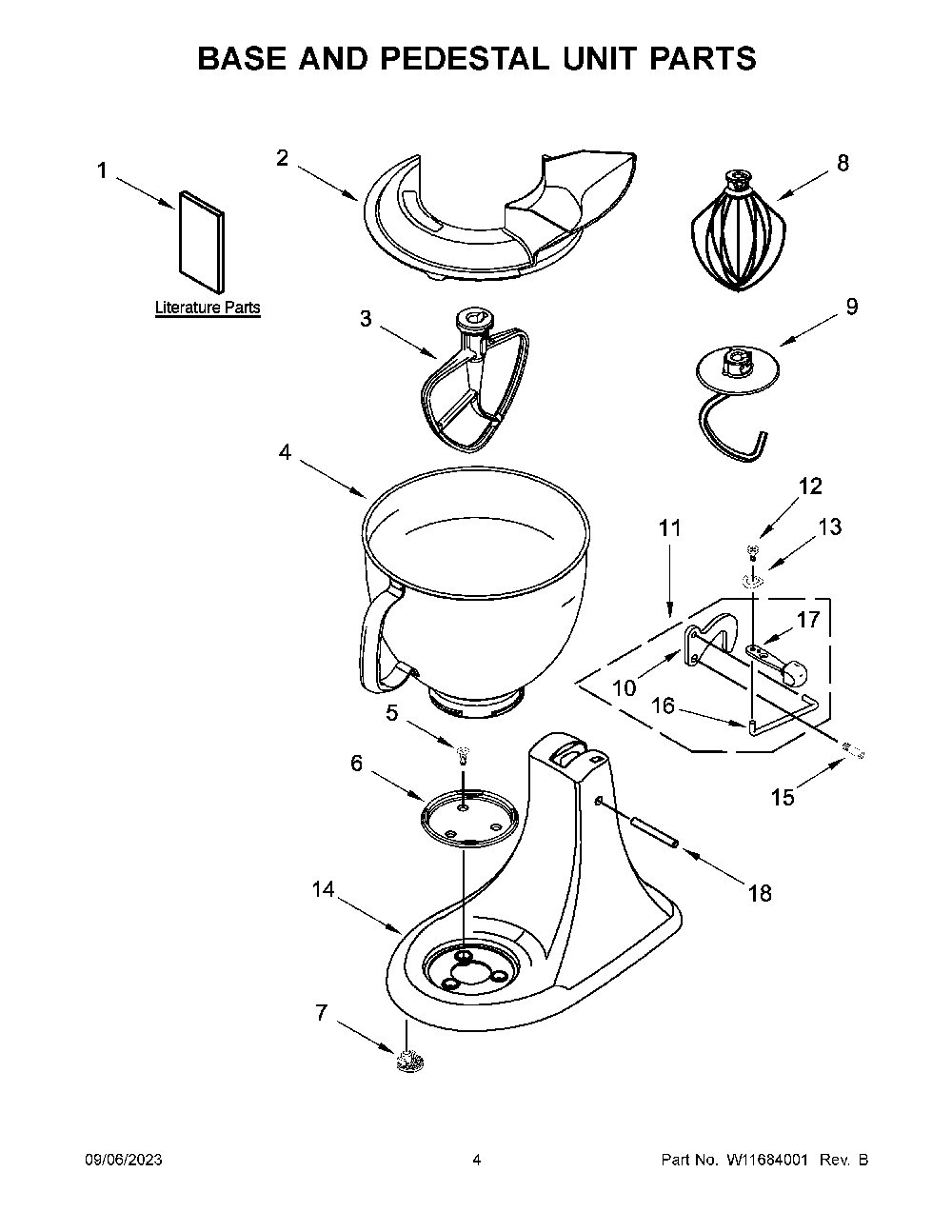 Base And Pedestal Unit Parts Diagram and Parts List for KSM150PSJP5  KitchenAid Mixer
