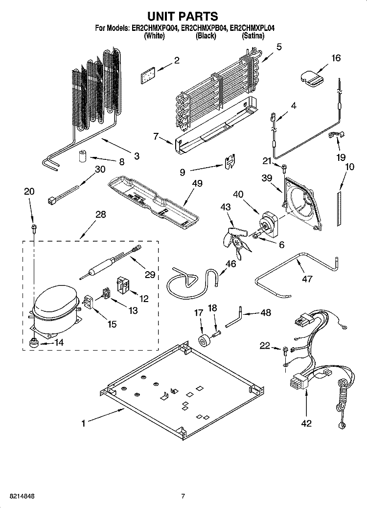 UNIT PARTS Diagram and Parts List for ER2CHMXPL04  Whirlpool Refrigerator