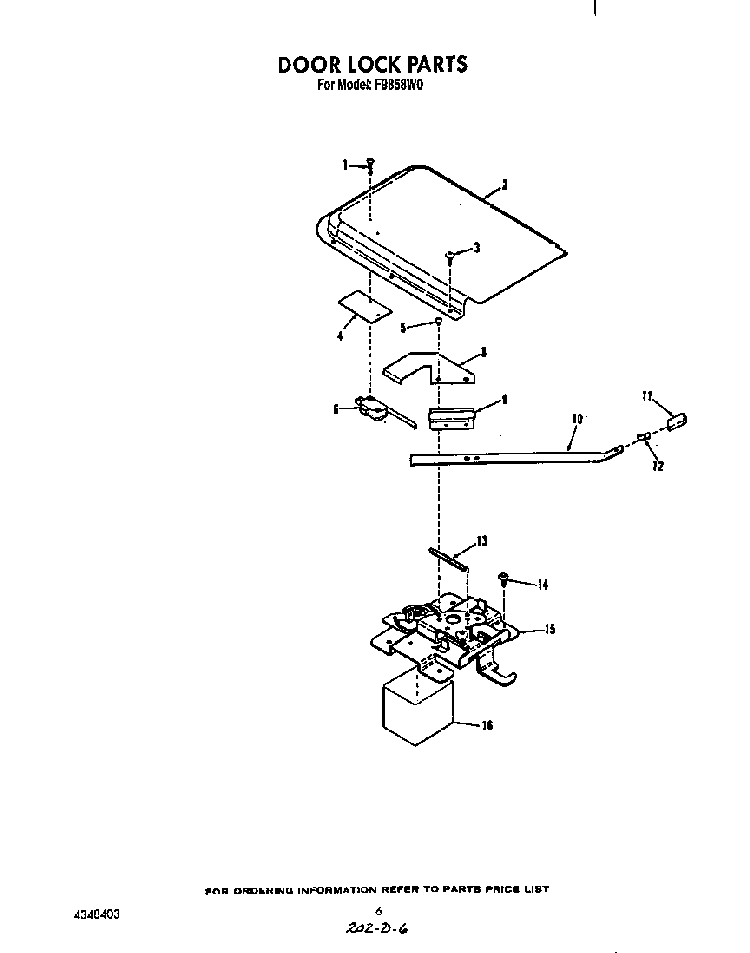 Door Lock Diagram and Parts List for F9858*0  Roper Range