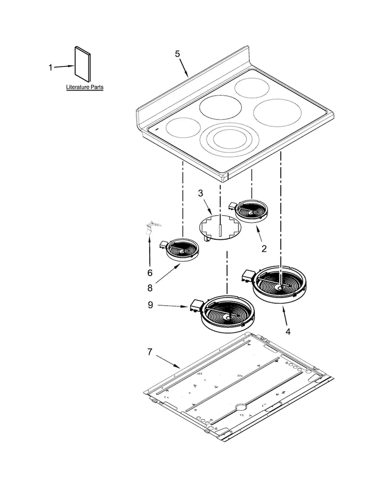 Cooktop Parts Diagram and Parts List for KFED500ESS02  KitchenAid Range
