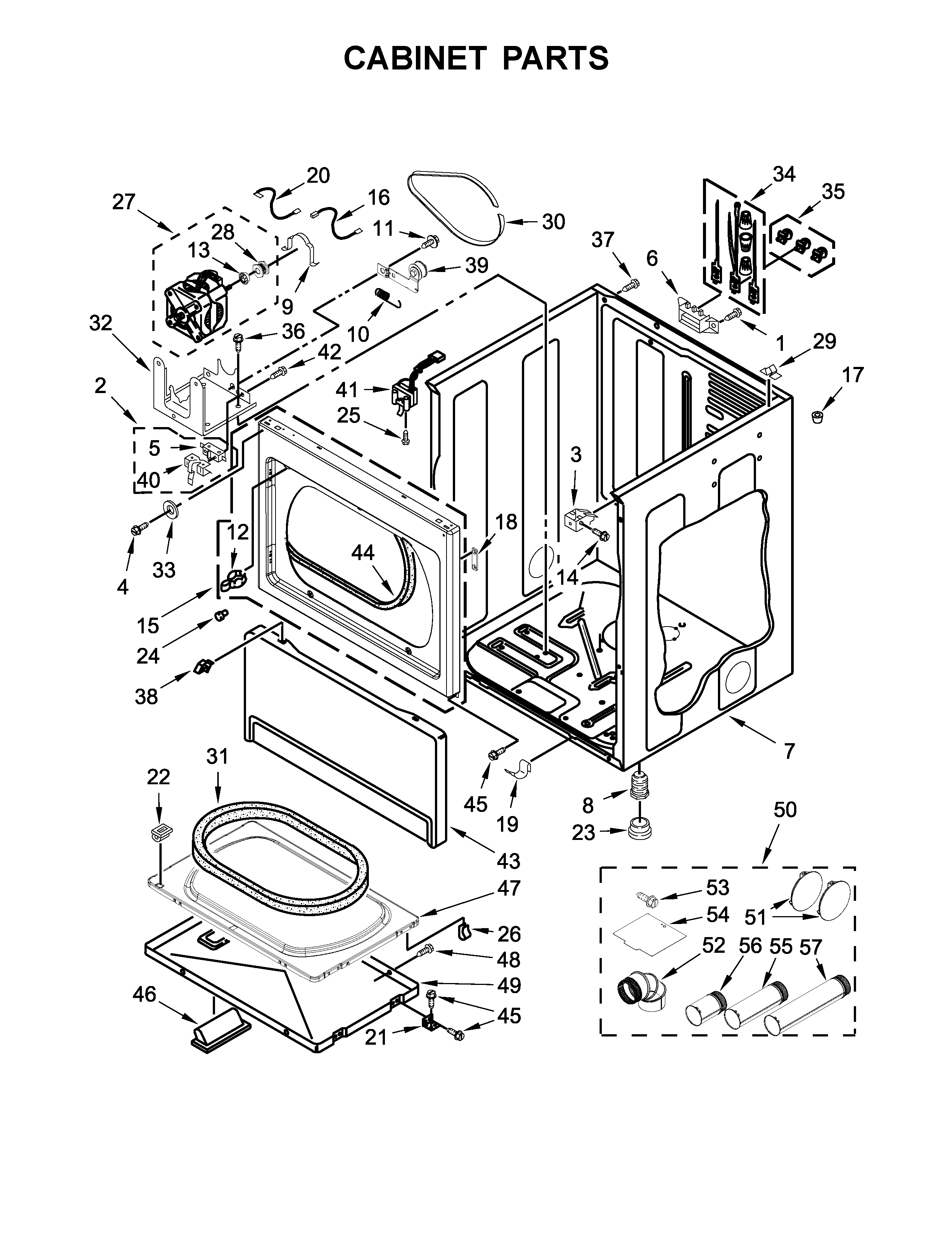 Cabinet Parts Diagram and Parts List for 11067022710  Kenmore Dryer