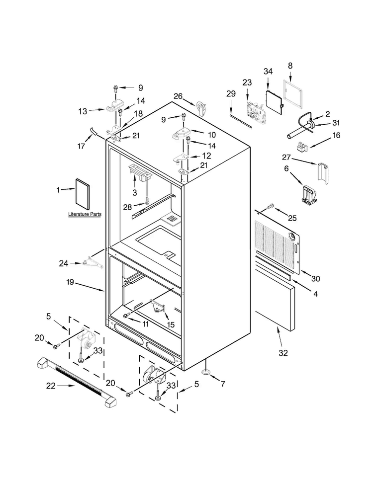 Cabinet Parts Diagram and Parts List for KRFC300EWH01  KitchenAid Refrigerator