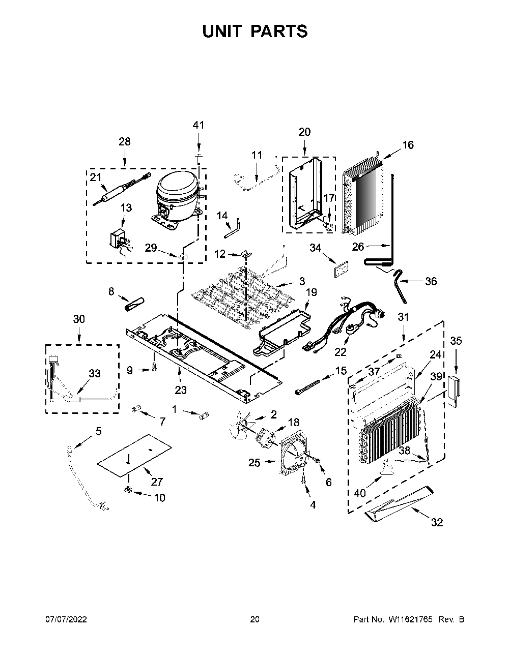 Unit Parts Diagram and Parts List for KRSC700HPS04  KitchenAid Refrigerator