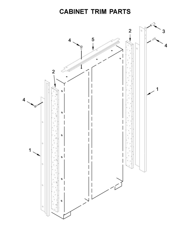 Cabinet Trim Parts Diagram and Parts List for KBSN608ESS01  KitchenAid Refrigerator