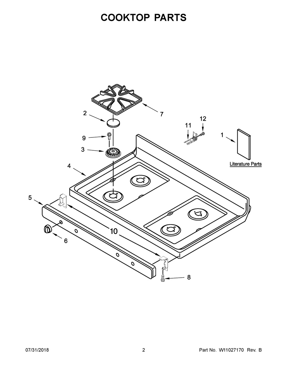 Cooktop Parts Diagram and Parts List for IGS426AS2  Whirlpool Range