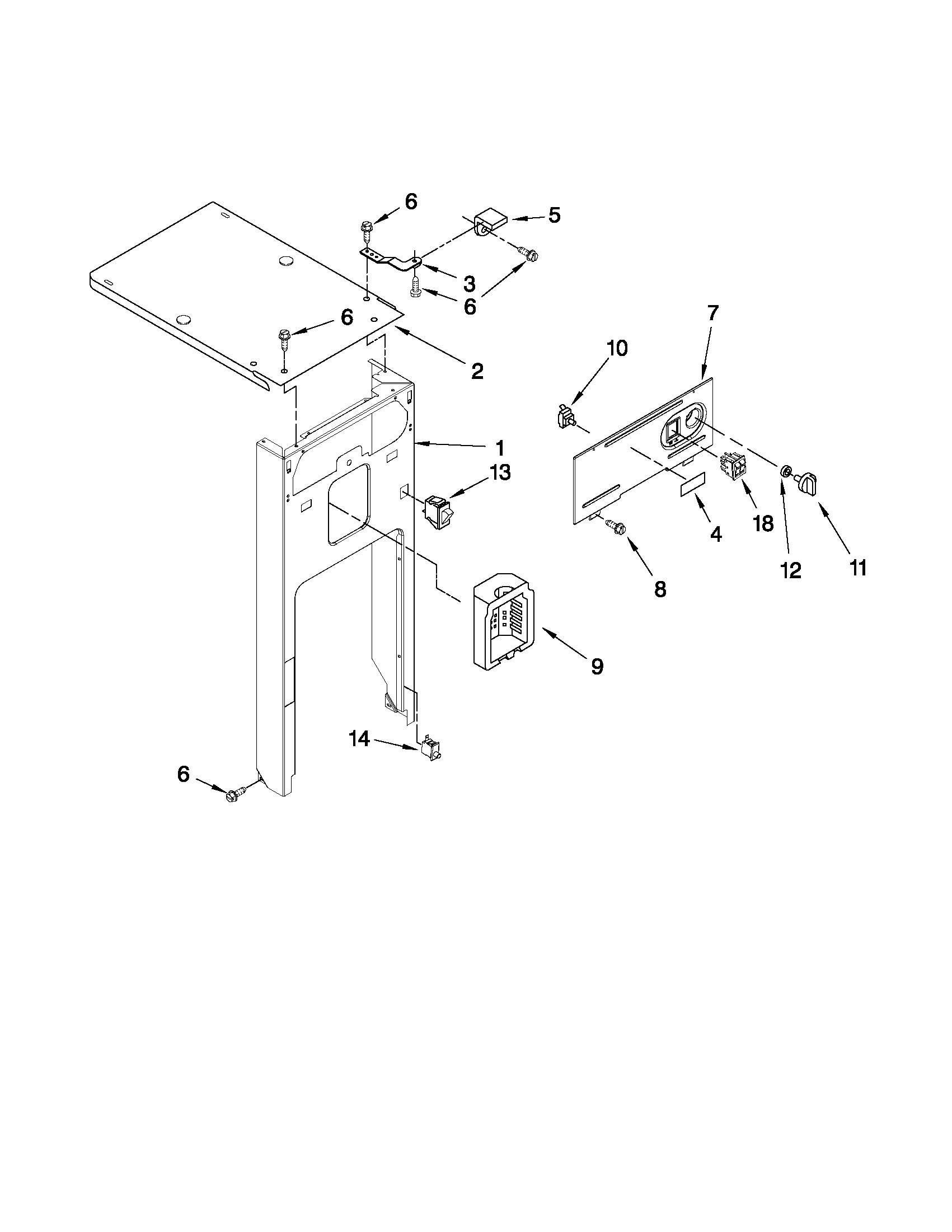 Panel And Control Parts Diagram and Parts List for 66513633101  Kenmore Trash Compactor
