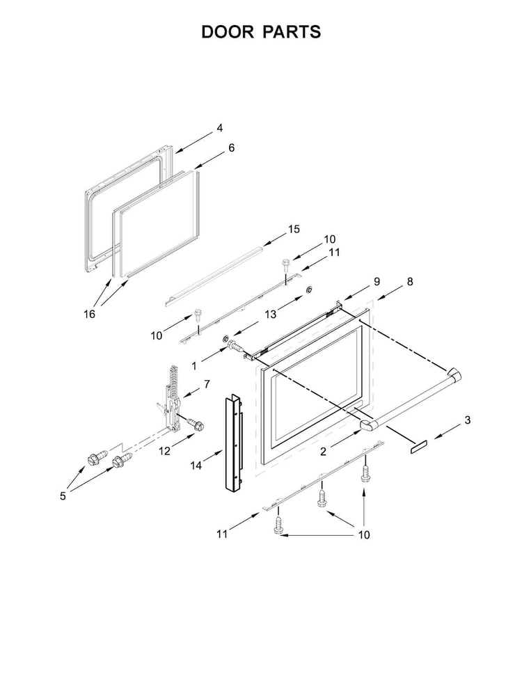 Door Parts Diagram and Parts List for KSDB900ESS1  KitchenAid Range