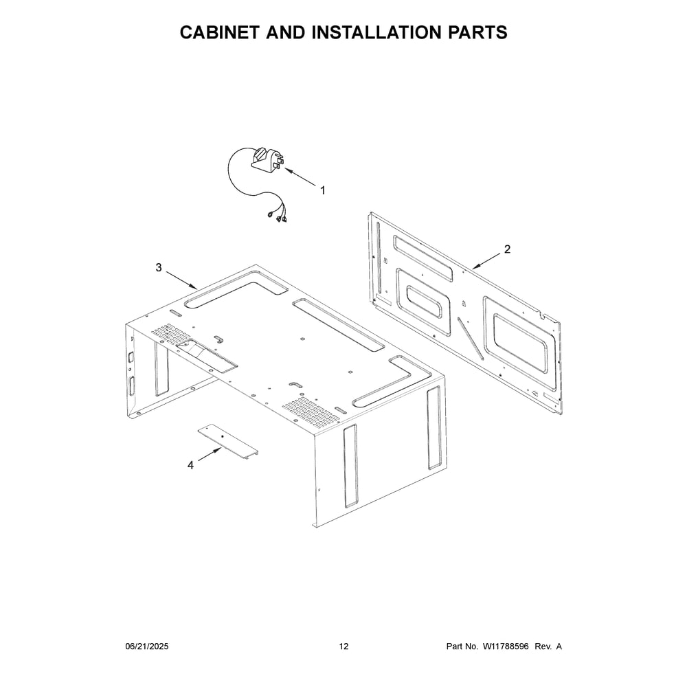 Cabinet And Installation Parts Diagram and Parts List for WMT55511KS03  Whirlpool Microwave