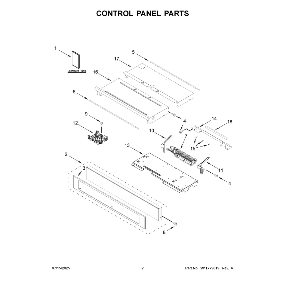 Control Panel Parts Diagram and Parts List for KOED530SPS00  KitchenAid Wall Oven