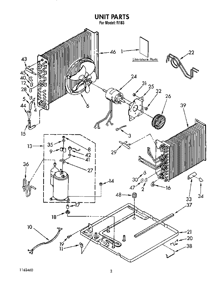 UNIT, LIT/OPTIONAL Diagram and Parts List for R183  Whirlpool Air Conditioner
