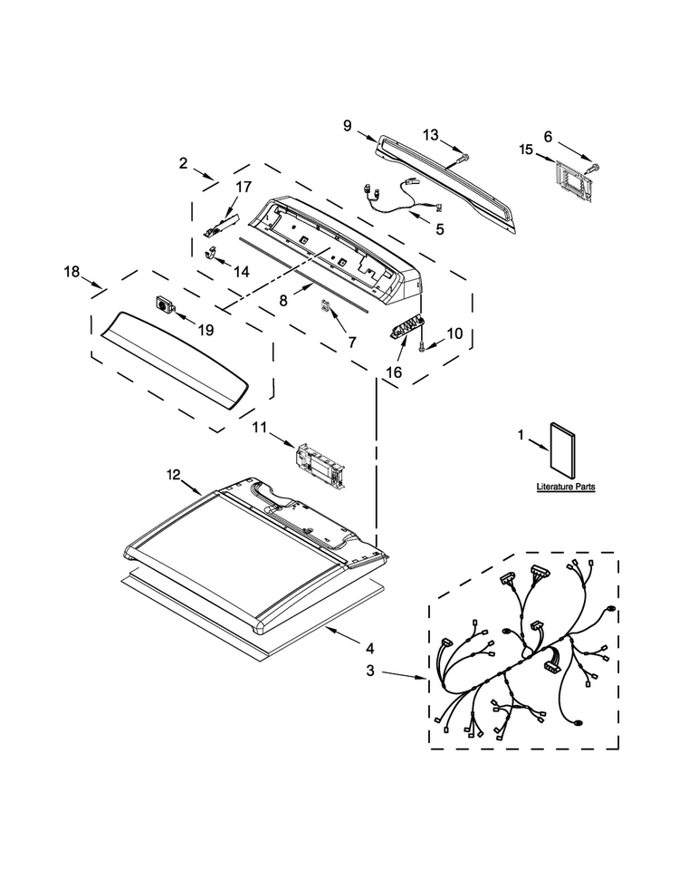 Top And Console Parts Diagram and Parts List for WGD8500DC1  Whirlpool Dryer