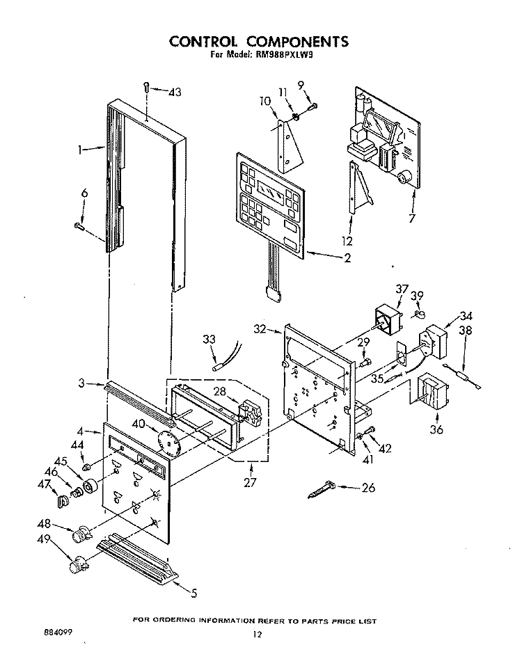 CONTROL Diagram and Parts List for RM988PXLW9  Whirlpool Microwave Oven Combo