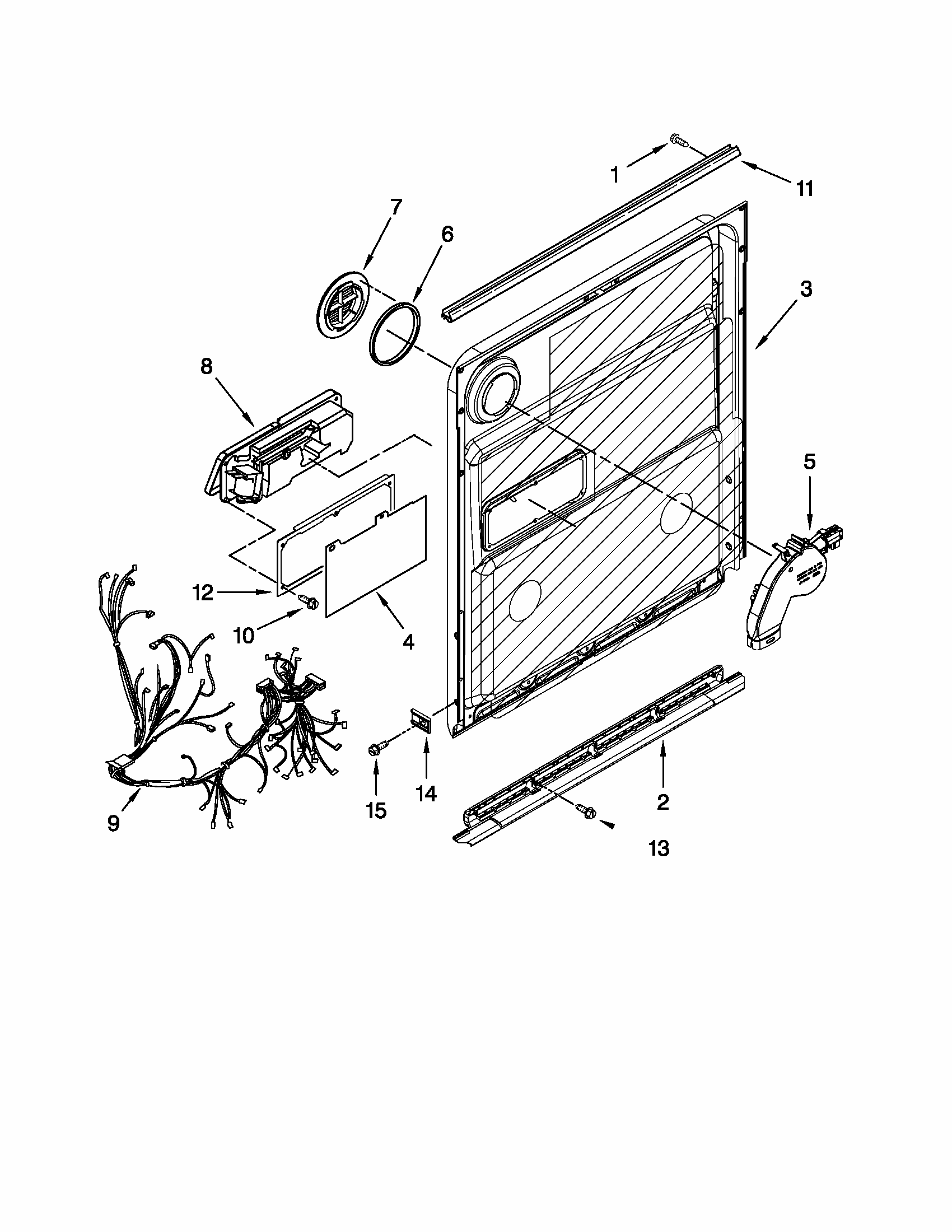 Inner Door Parts Diagram and Parts List for 66513252K110  Kenmore Dishwasher