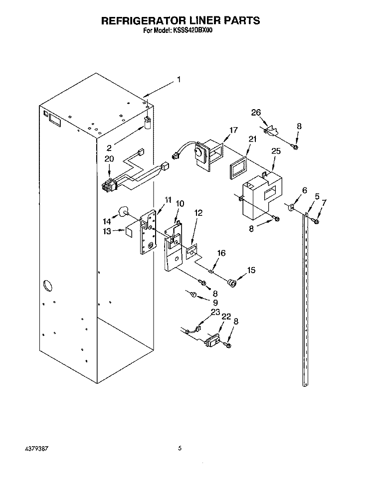 REFRIGERATOR LINER Diagram and Parts List for KSSS42DBX00  KitchenAid Refrigerator