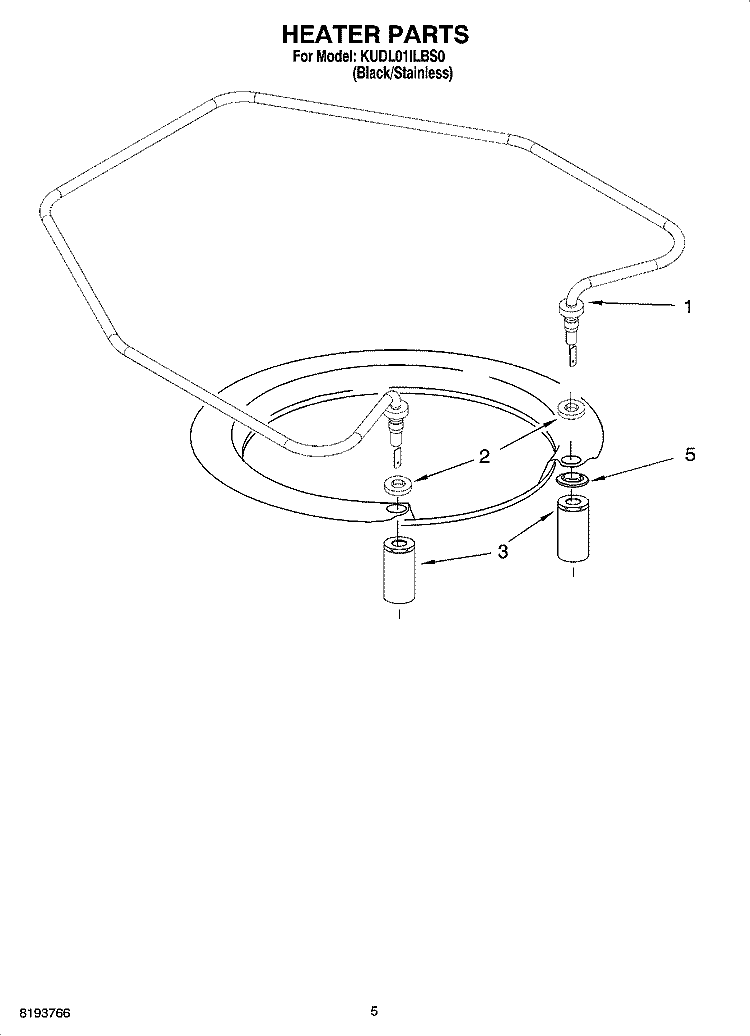HEATER PARTS Diagram and Parts List for KUDL01ILBS0  KitchenAid Dishwasher