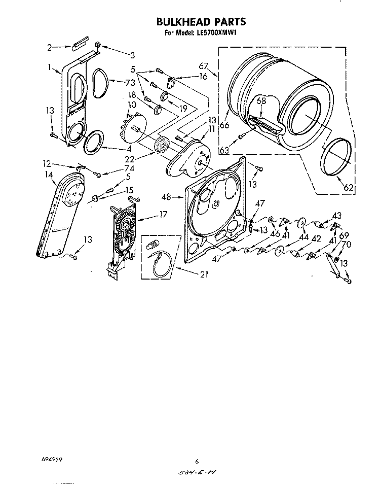 SECTION Diagram and Parts List for LE5700XMW1  Whirlpool Dryer