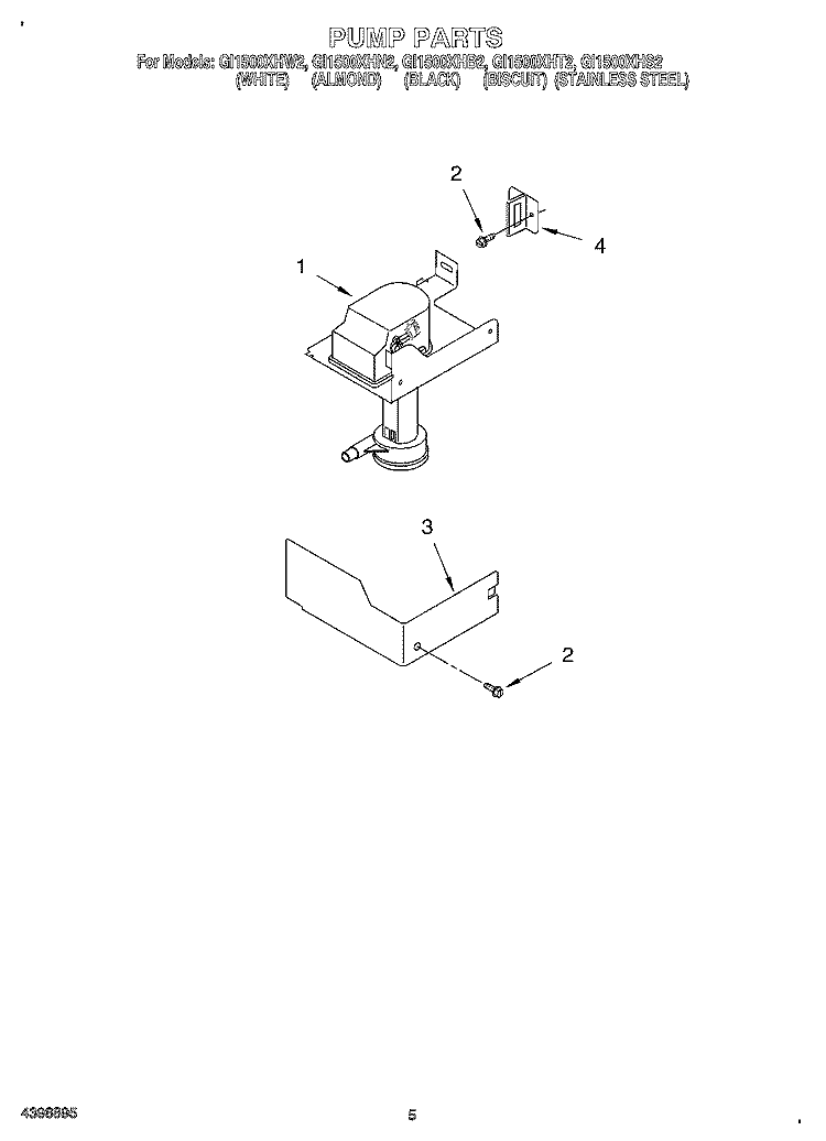 PUMP Diagram and Parts List for GI1500XHN2  Whirlpool Ice Maker