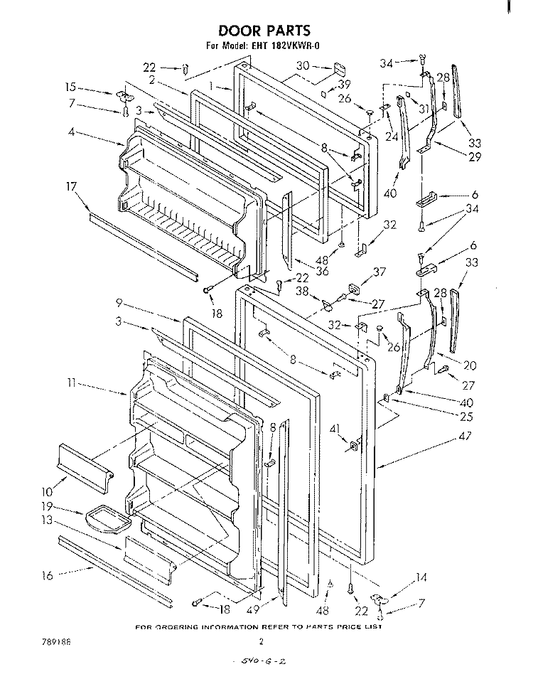DOOR Diagram and Parts List for EHT182VKWR0  Whirlpool Refrigerator