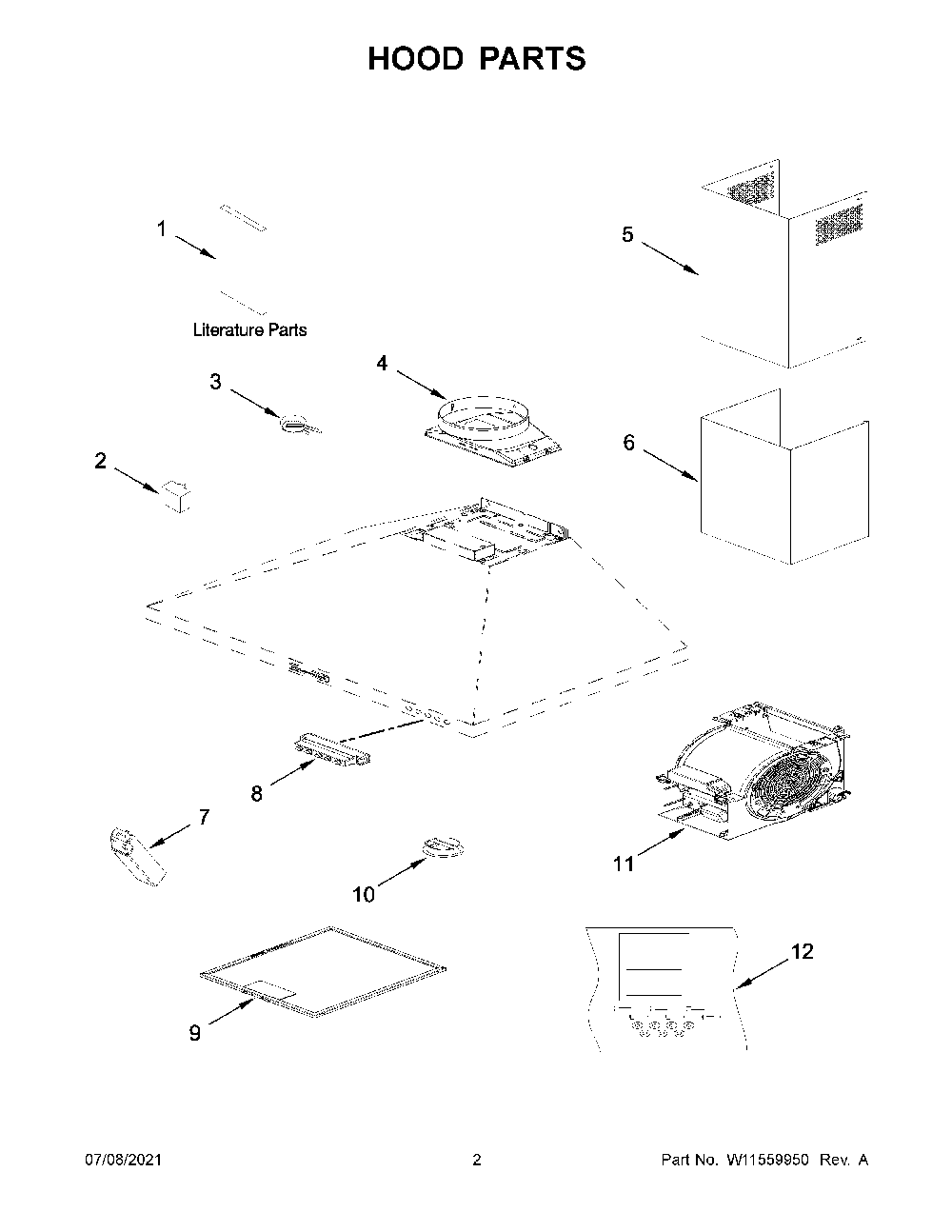 Hood Parts Diagram and Parts List for KXW2330YSS2  KitchenAid Range Hood
