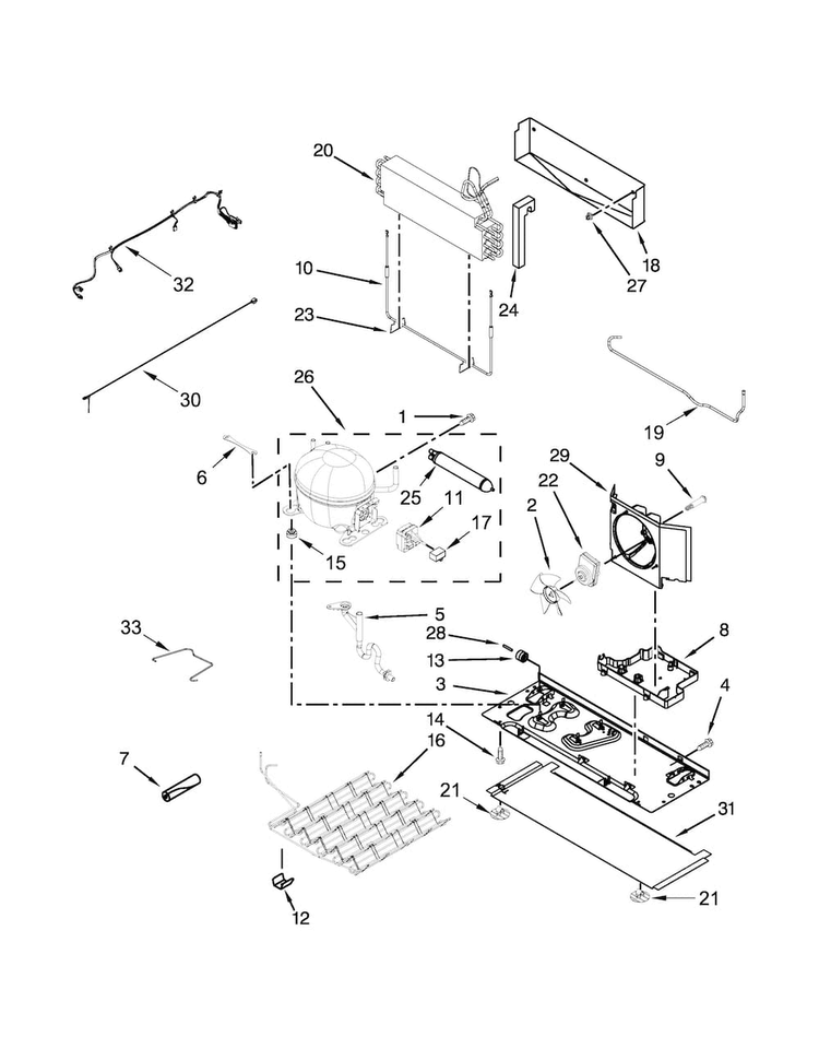 Unit Parts Diagram and Parts List for WRF736SDAW13  Whirlpool Refrigerator