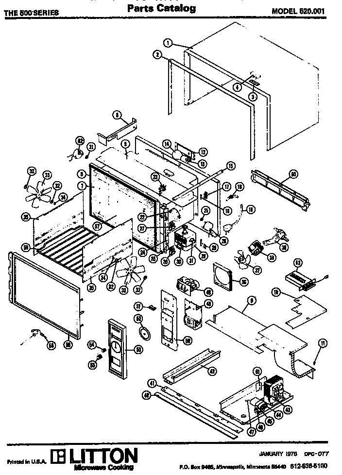 01 - Page 1 Diagram and Parts List for 520001  Whirlpool Microwave