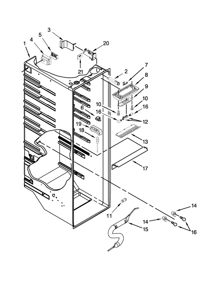 Refrigerator Liner Parts Diagram and Parts List for WRS586FIDH00  Whirlpool Refrigerator